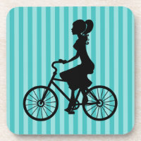 Silhouette de Ciclista de Raparigas Retro