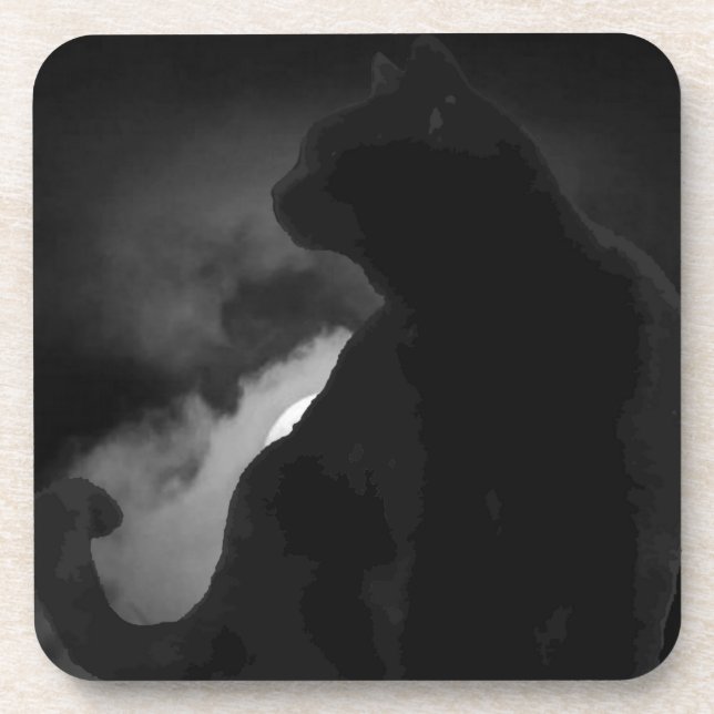 Porta-copo Silhueta de Lua Gato Preto (Frente)