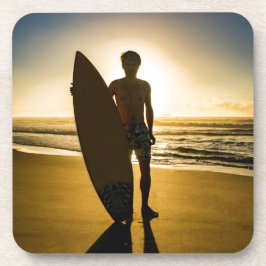 Porta-copo Silhueta de surfe durante o nascer do sol
