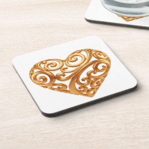 Porta-copo Símbolo de Amor do Coração Dourado Atemporal