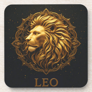 Porta-copo Símbolo do Leão Dourado Representando Força, Zodía