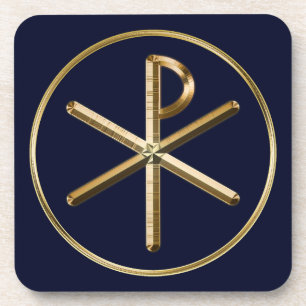 Porta-copo Símbolo Dourado do Qui-Ró em azul escuro