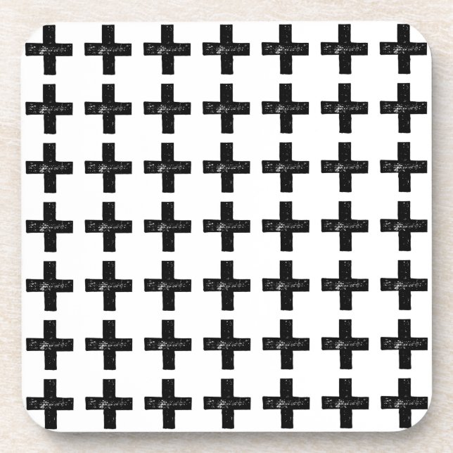 Porta-copo Símbolo matemático preto e branco "Plus" - Lino Cu (Frente)