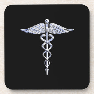 Porta-copo Símbolo Médico Caduceus em Preto