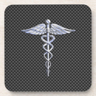 Porta-copo Símbolo Médico Silver Caduceus Estilo de Fibra C