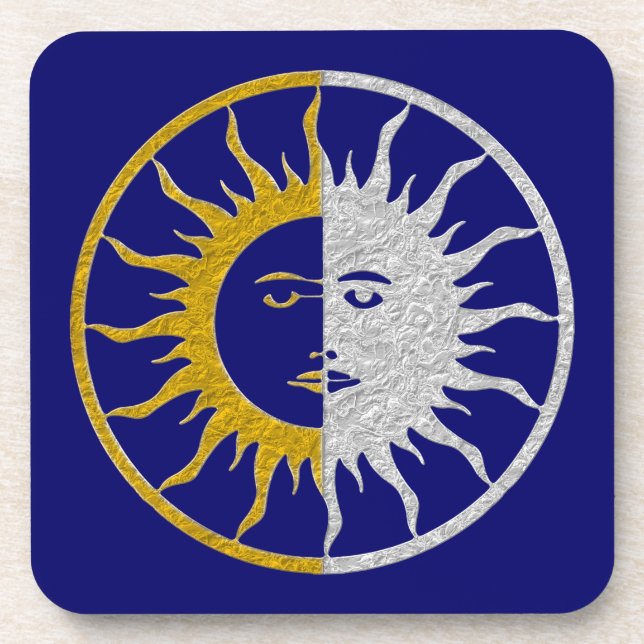 Porta-copo Símbolo SUN & MOON - prata dourada (Frente)