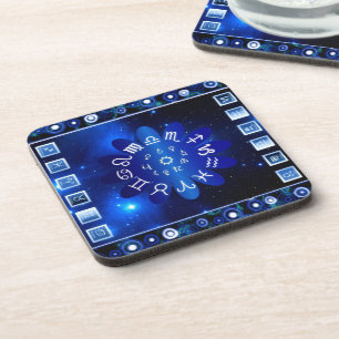 Porta-copo Símbolos astrologia e horóscopo Design azul cós