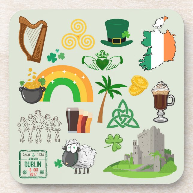 Porta-copo Símbolos da Irlanda (Frente)