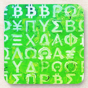 Porta-copo Símbolos de Bitcoin (Lucro Brilhante Verde - 7)