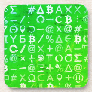 Porta-copo Símbolos de Bitcoin (Lucro Brilhante Verde - 8)