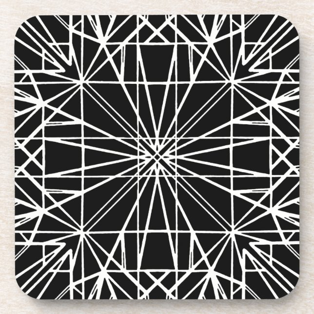 Porta-copo Simetria Geométrica Preta e Branca (Frente)