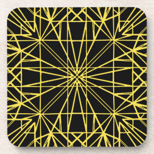 Porta-copo Simetria Geométrica Preto e Amarelo