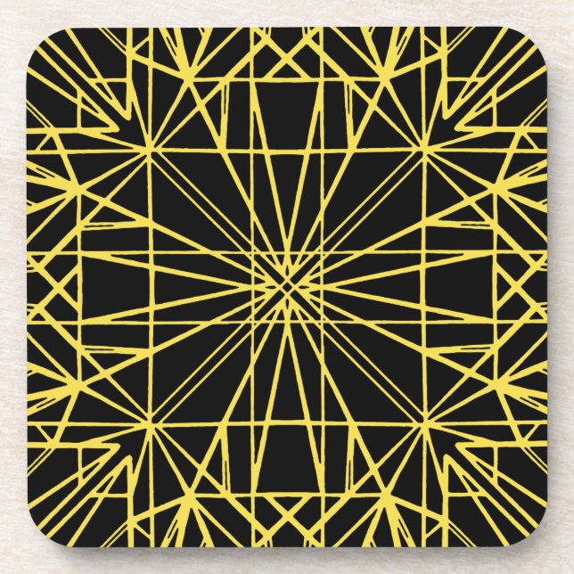 Porta-copo Simetria Geométrica Preto e Amarelo (Frente)