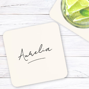 Porta-copo Simples Script Monograma Neutro Moderno Minimalist