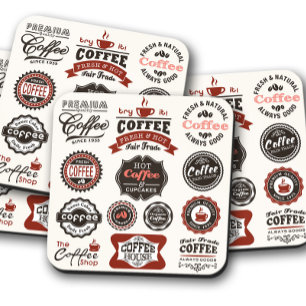 Porta-copo Sinais De Café Vintage   Conjunto de Portas copos 