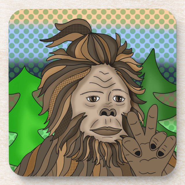 Porta-copo Sinal de Paz Bigfoot Sasquatch (Frente)