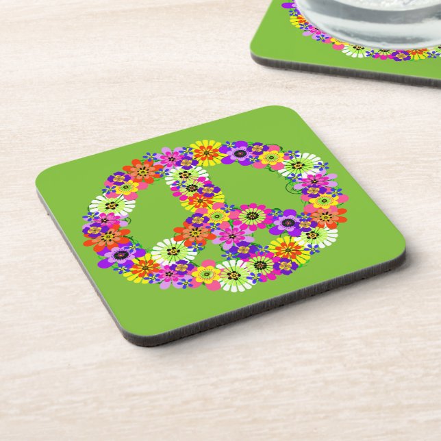Porta-copo Sinal de Paz Floral no Verde limão (Left Side)