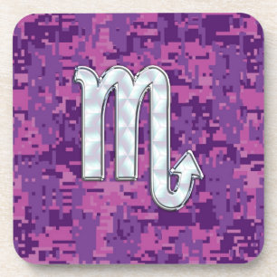 Porta-copo Sinal de Scorpio Zodiac na Camo Digital Fuchsia Ro