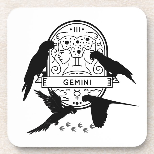 Porta-copo Sinal Zodíaco e Pets Correspondentes. Gemini - Cen (Frente)