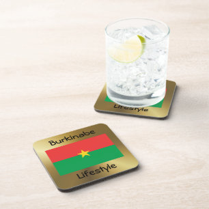 Porta-copo Sinalizador Burkina Faso+Porta copos de Texto