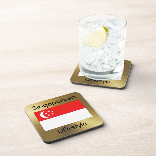 Porta-copo Sinalizador Cingapura+Porta copos de Texto (Lado Direito)