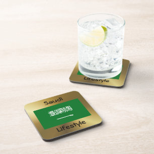 Porta-copo Sinalizador da Arábia Saudita+Porta copos de Texto