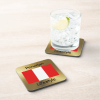 Sinalizador Peru+Porta copos de texto