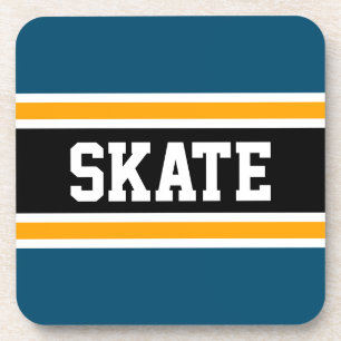 Porta-copo SKATE Esportivo Yellow Black Hockey Stripes