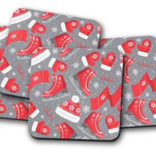 Porta-copo Skates de gelo vermelho Conjunto de Portas copos