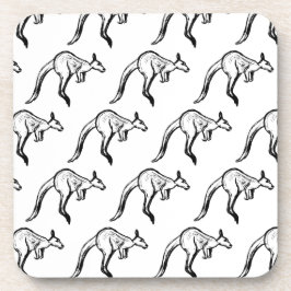 Porta-copo Sketch de canguru preto-e-branco saltando