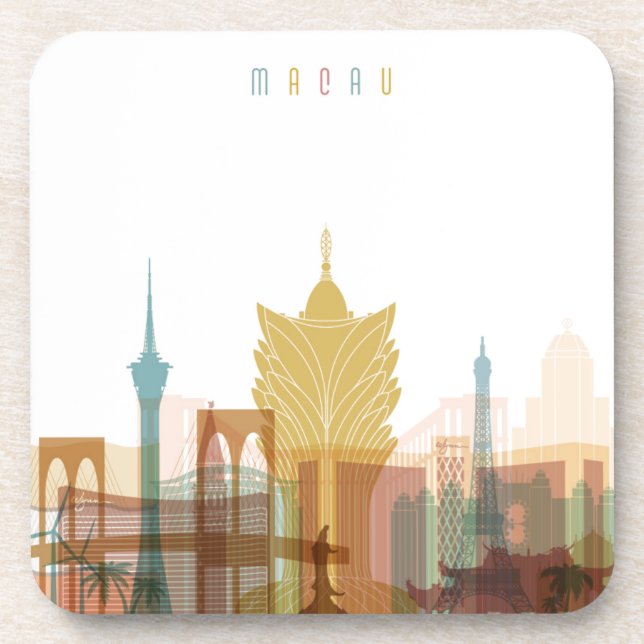 Porta-copo Skyline da cidade de Macau, China | (Frente)