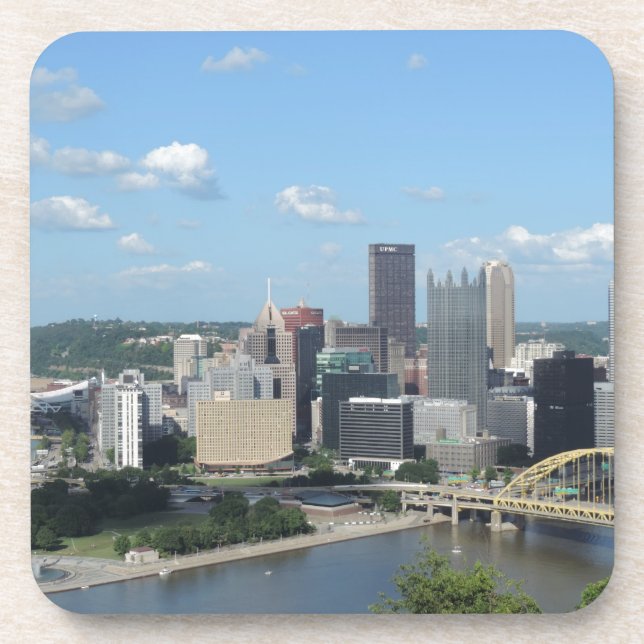 Porta-copo Skyline do centro aérea de Pittsburgh (Frente)