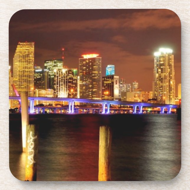 Porta-copo Skyline na noite, Florida de Miami (Frente)