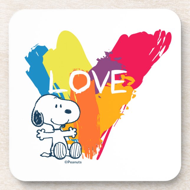 Porta-copo Snoopy | Coração Rainbow Love (Frente)