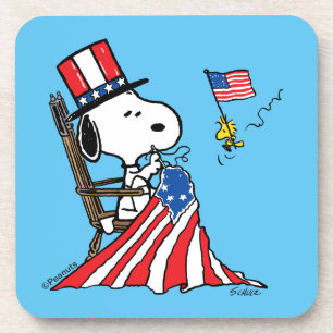 Porta-copo Snoopy Sewing 4 de julho Flag