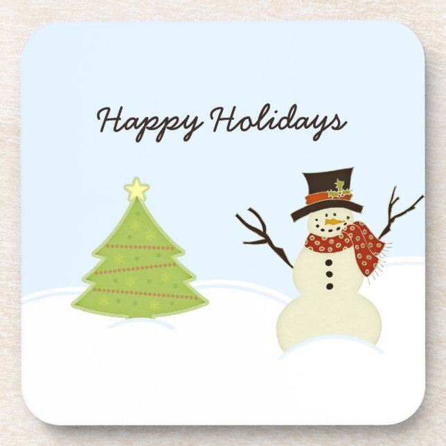 Porta-copo Snowman e Árvore (Frente)