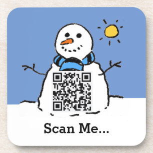 Porta-copo Snowman em Sunshine com Código QR