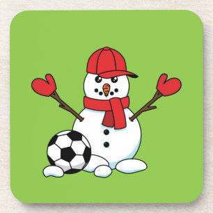 Porta-copo Snowman engraçado com bola de futebol