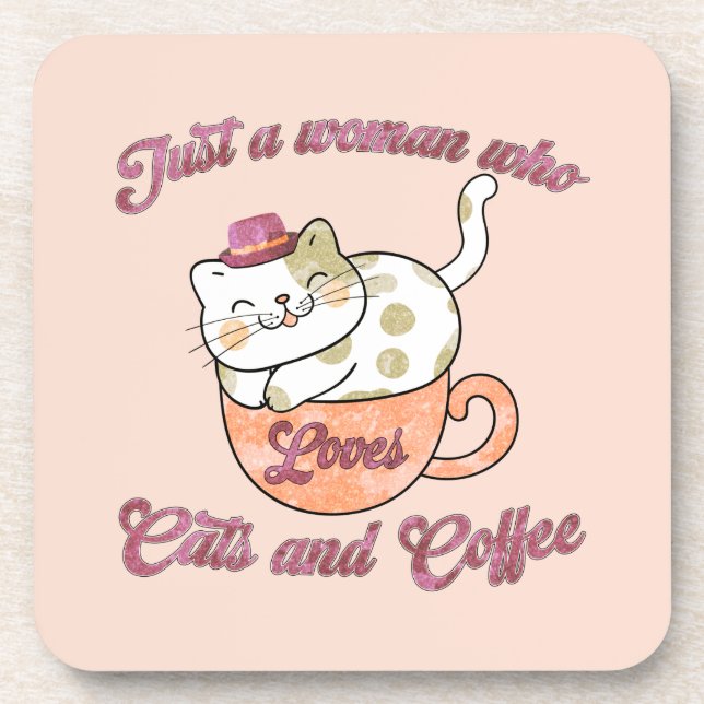 Porta-copo Só uma mulher que ama gatos e café (Frente)