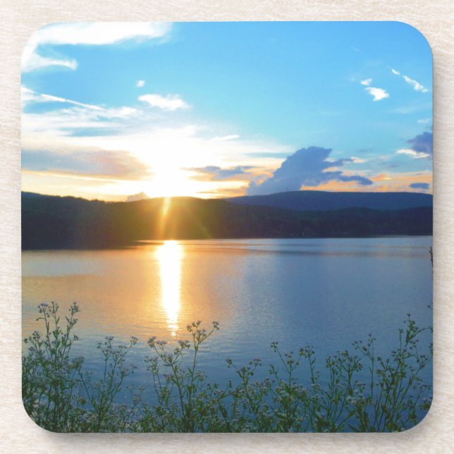 Porta-copo Sol azul no lago (Frente)