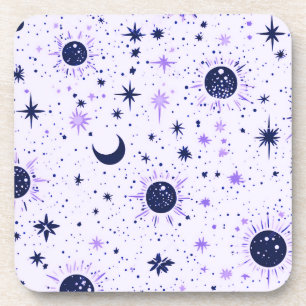 Porta-copo Sol Lua Estrelas Celestiais Preto e Roxo
