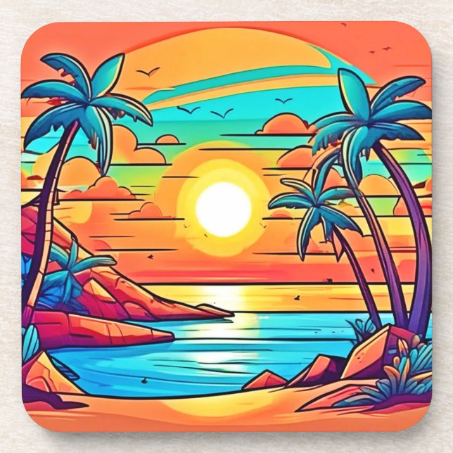 Porta-copo Sol tropical: Costa vívida (Frente)