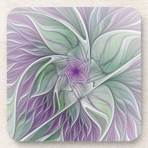 Porta-copo Sonho de Flor, Arte Fractal Verde Abstrato púrpur