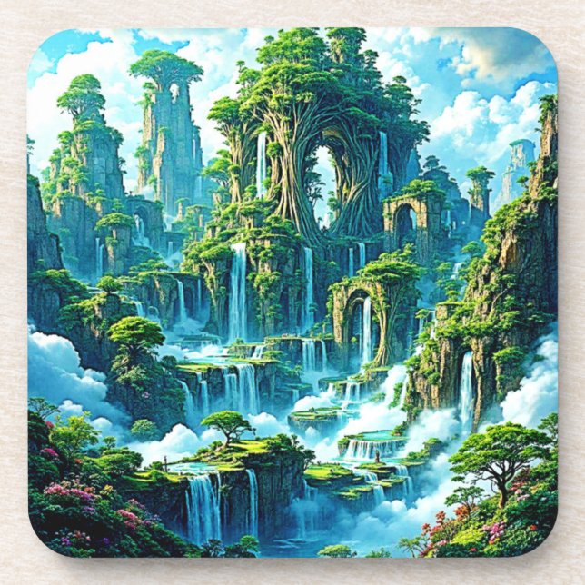 Porta-copo Sonho de Reino de Árvore em Cascata (Frente)