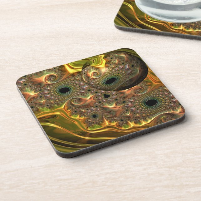 Porta-copo Sonho Fractal Ouro Líquido (Left Side)