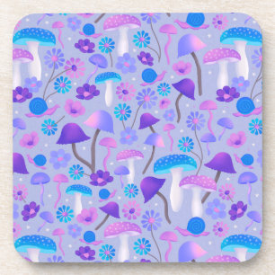 Porta-copo Sonhos Cogumelos Floresta Floral Púrpura Turquesa