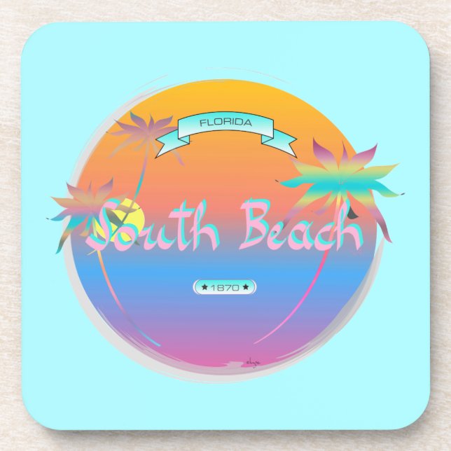 Porta-copo South Beach, Miami, Flórida com Palms (Frente)