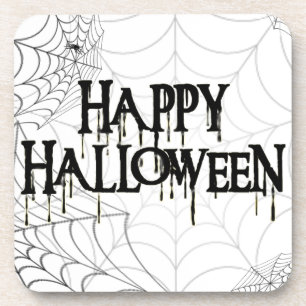 Porta-copo Spiderwebs And Happy Halloween Creepy Text