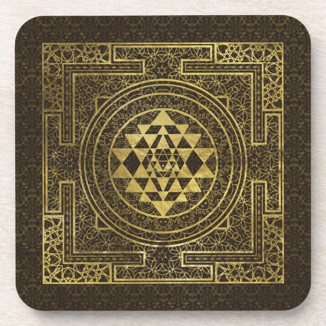 Porta-copo Sri Dourado Yantra/Sri Chakra (Frente)