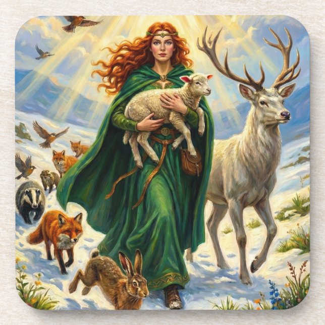 Porta-copo St Brigid Spring Goddess Woodland Animals Imbolc (Frente)